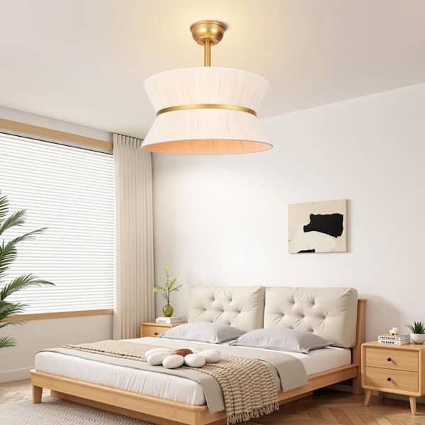 20 in. Indoor Beige Boho Style Ceiling Fan with Light, Remote Control Included, Downrod Mount Handwoven Rattan Fandelier