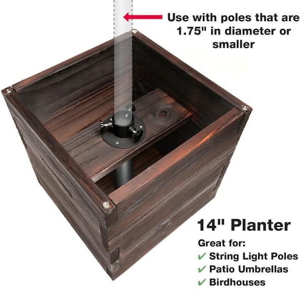 EXCELLO GLOBAL PRODUCTS Large 14 in. Dark Brown Wooden Planter Box