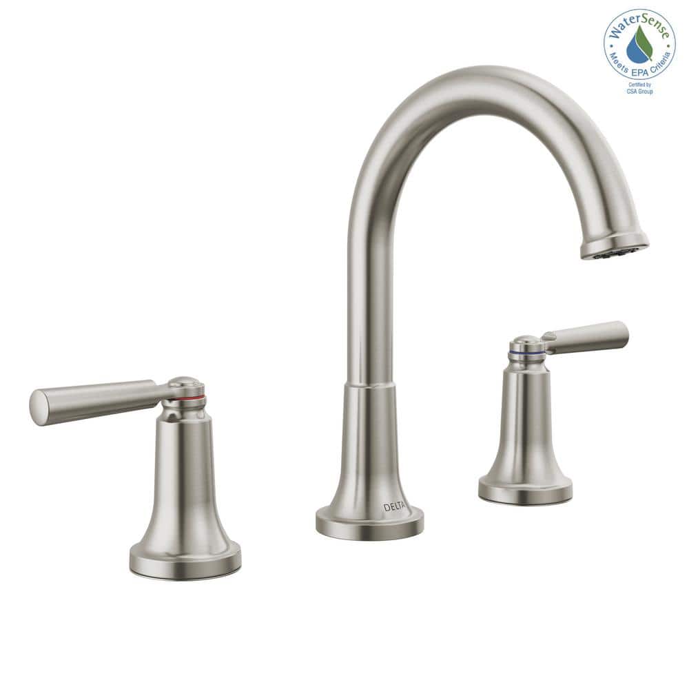 Stainless Steel 8" Widespread Bathroom Faucet with Drain Assembly