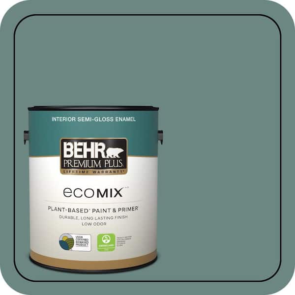 1 gal. #480F-5 Marsh Creek Semi-Gloss Enamel EcoMix Plant-Based Interior Paint & Primer