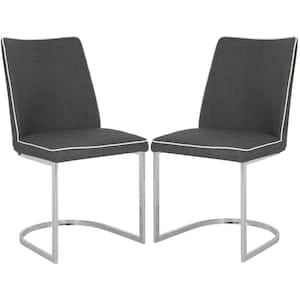 Parkston 18 in. Dark Gray/White Side Chair (Set of 2)