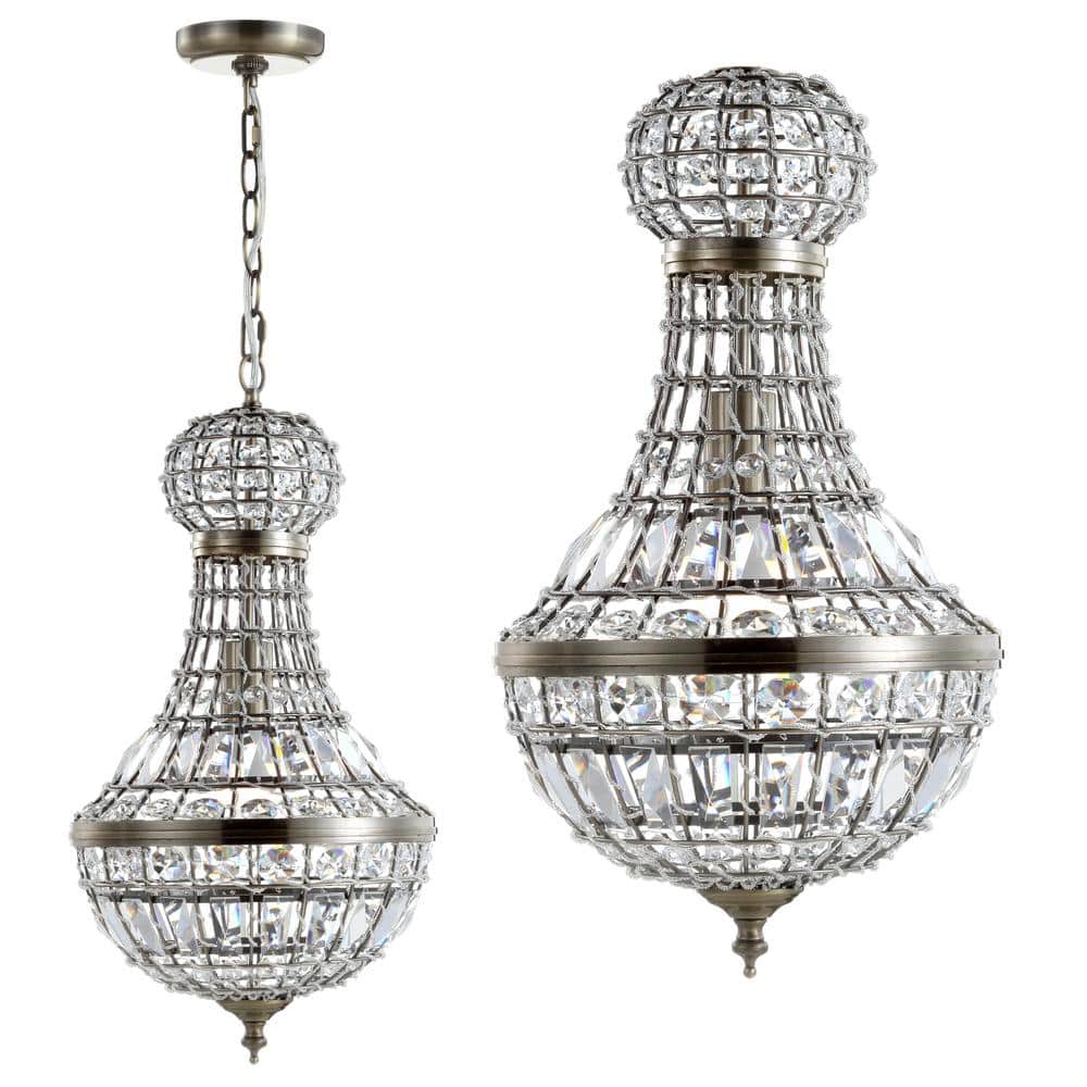 Regina Antique Brass 10" Crystal Empire LED Pendant Adjustable Height
