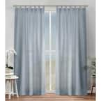 Bella Melrose Blue Solid Sheer Tab Top Curtain, 54 in. W x 96 in. L (Set of 2)