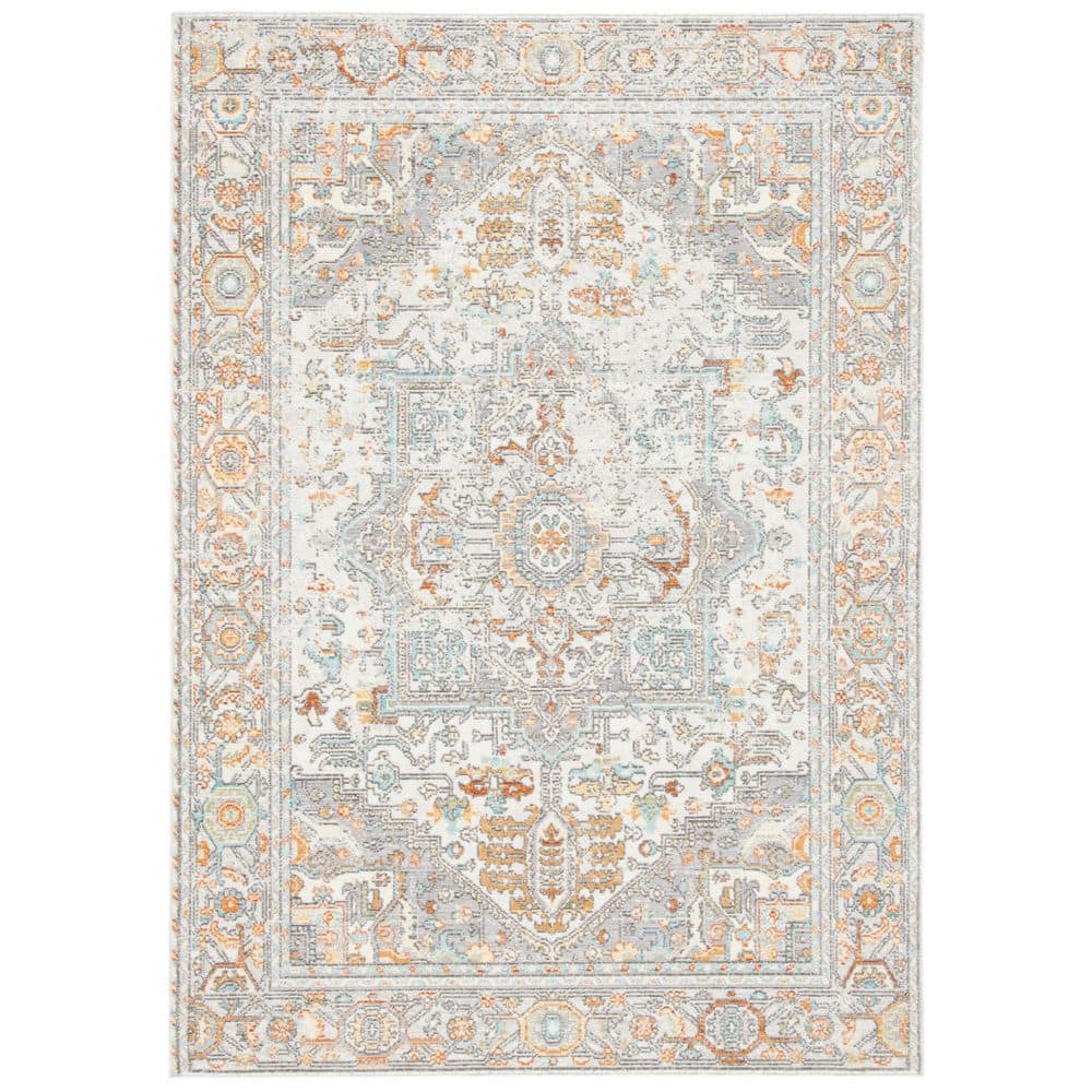 SAFAVIEH Aria 3 ft. x 5 ft. Beige/Gray Garden Medallion Area Rug ...