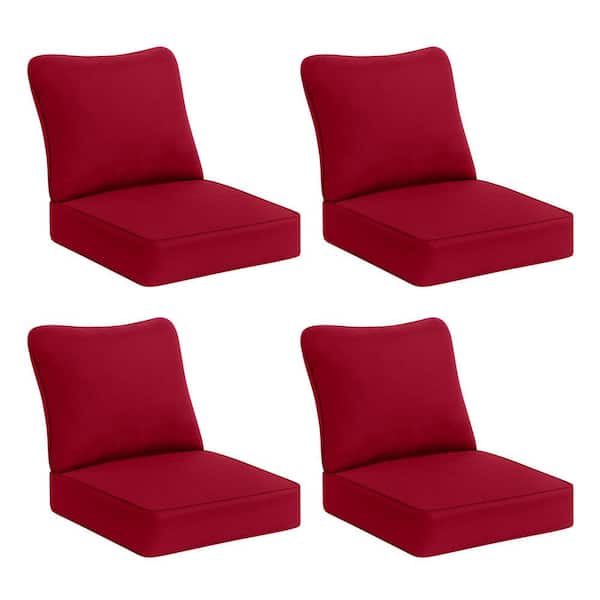Hampton Bay 24 in. W x 24 in. D CushionGuard Deep Seat Universal Outdoor Cushion in Chili (Set of 4)