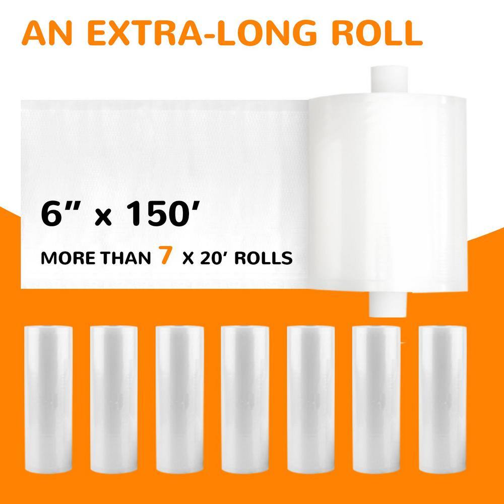6'' x 150' White Plastic Vacuum Seal Roll Keeper with Cutter