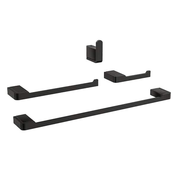 Aosspy Modern 4-Piece Bath Hardware Set with Mounting Hardware in Matte Black