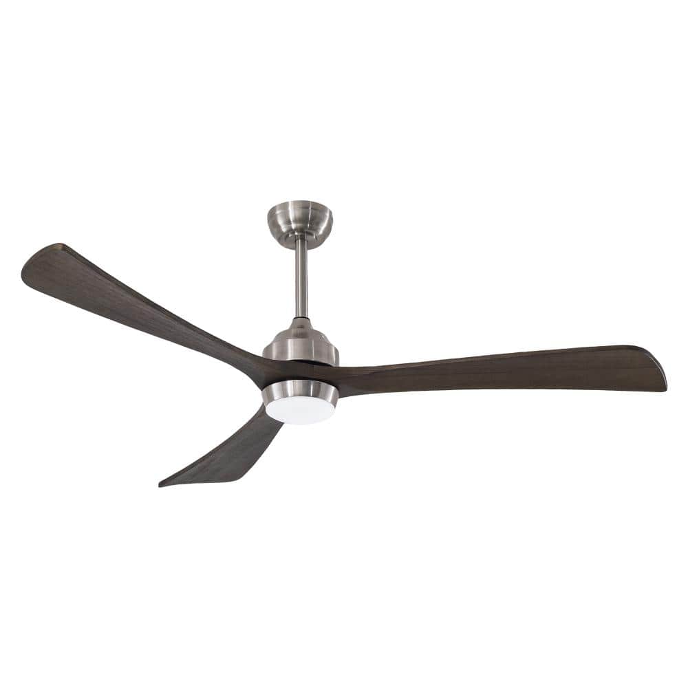 62 in. Indoor/Outdoor Nickel with Dark Brown Wood Blades Downrod Mount Standard Ceiling Fan with LED Light and Remote price history on PriceWatchPro