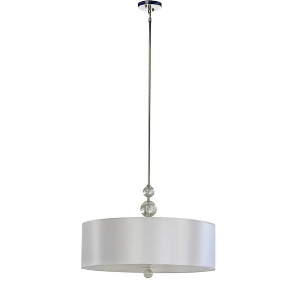 Aurora Lighting 4-Light Chrome Chandelier with Pristine White Fabric Shade