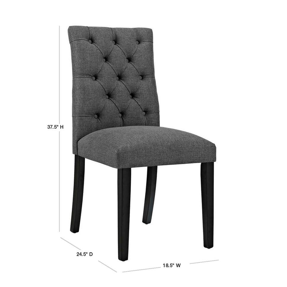 Elegant Gray Tufted Upholstered Parsons Dining Chair with Tapered Wood Legs