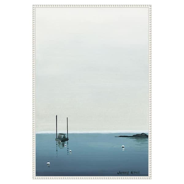 Amanti Art "Calm Waters" by Jen Eitel 1-Piece Floater Frame Giclee Coastal Canvas Art Print 33 in. x 23 in.