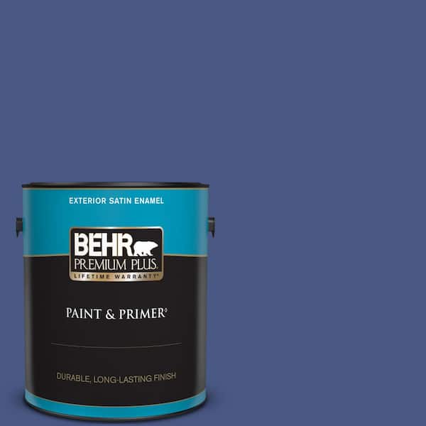 BEHR PREMIUM PLUS 1 gal. #600B-7 Yacht Club Blue Satin Enamel Exterior Paint & Primer