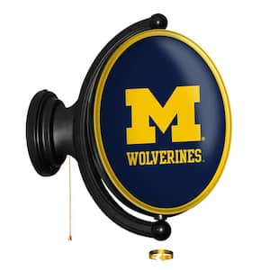 Michigan Wolverines: Blue - Original "Pub Style" Oval Rotating Lighted Wall Sign (23"L x 21"W x 5"H)