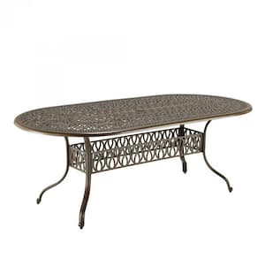 Capri Taupe Tan Brown Oval Cast Aluminum Outdoor Dining Table