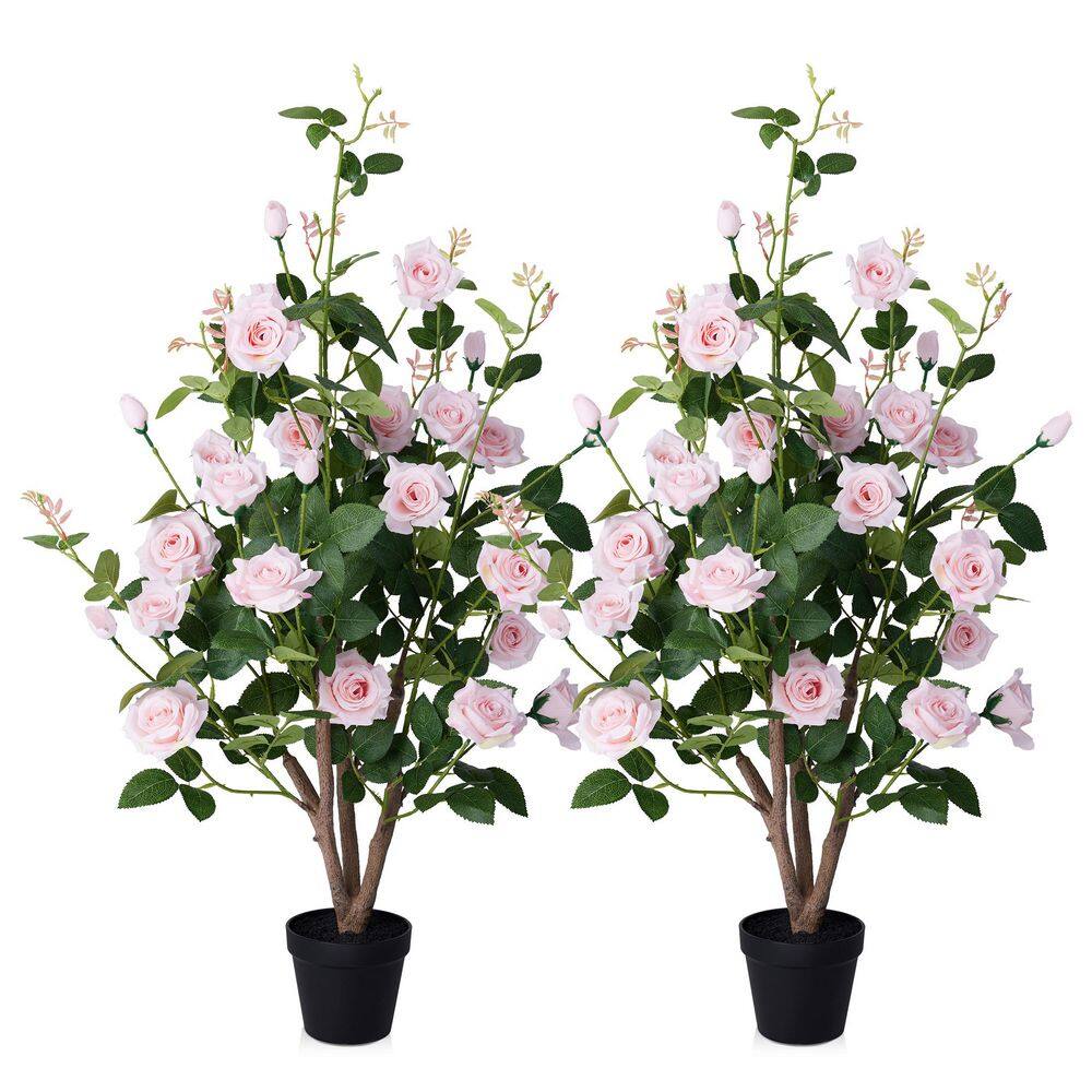 DR.Planzen 3 ft. Artificial Pink Rose Flowers with Pink Faux