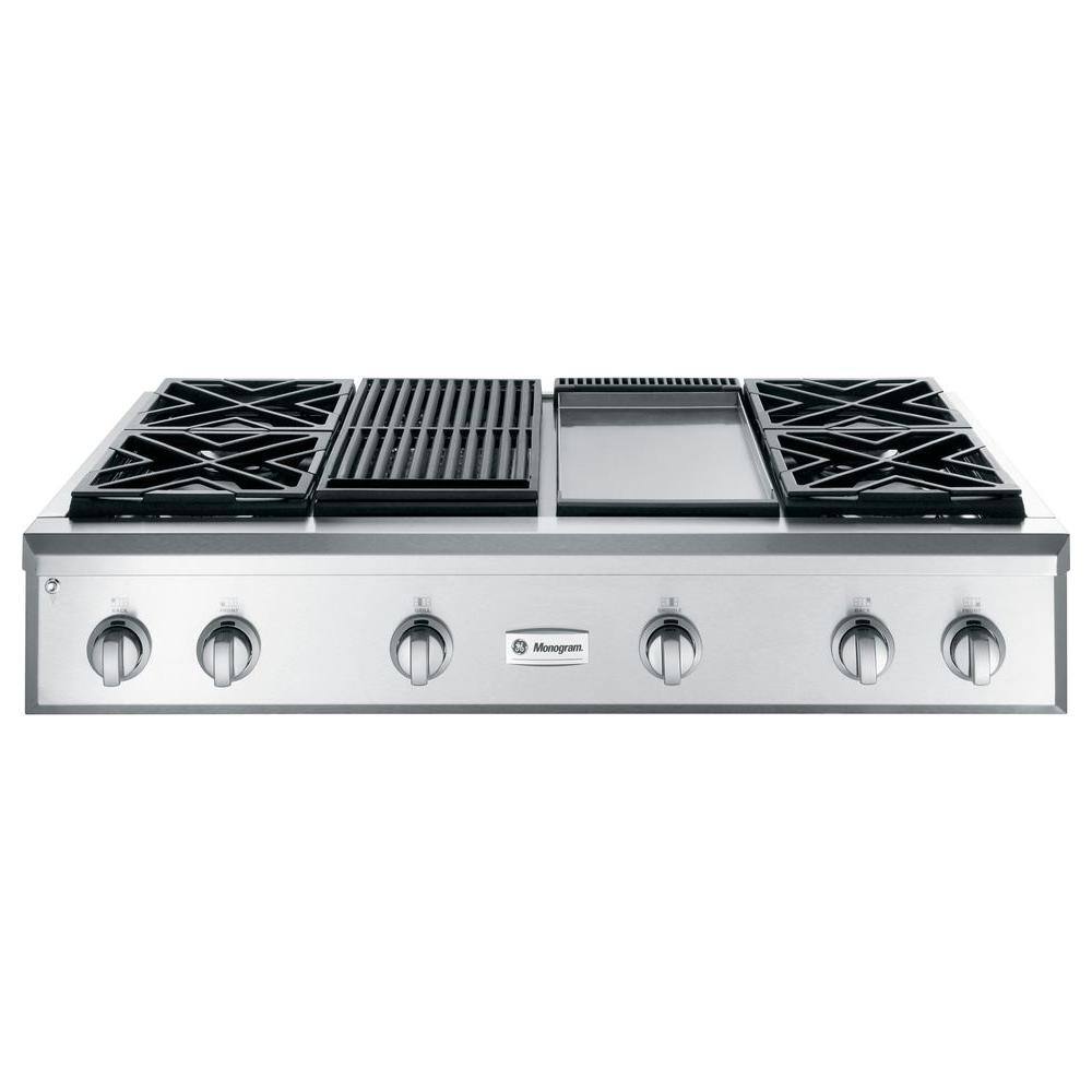 GE Monogram 48 in. Gas Rangetop in Stainless Steel with 4 Burners ...