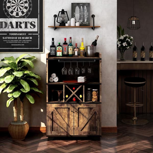 Capalli Distressed Wood Buffet with 7-Shelf