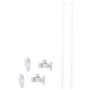 5/8 in. x 3/8 in. OD x 20 in. Bullnose Faucet Supply Line Kit with Round Handle Angle Shut Off Valve, Powder Coat White