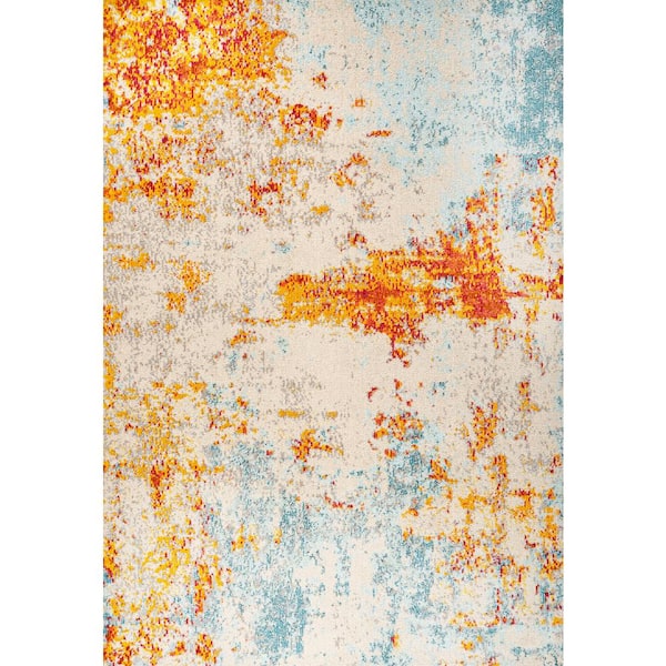 Sunset Modern Abstract Orange/Multi 8 ft. x 10 ft. Area Rug