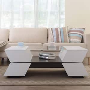 Kornat 47 in. White Rectangle Glass Coffee Table