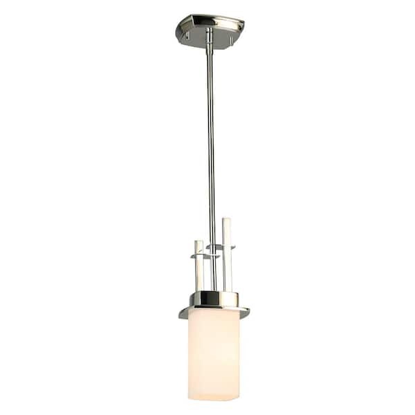 Eglo Vlacker 1-Light Chrome Mini Pendant with Frosted Opal Glass Shade