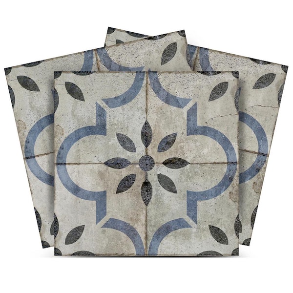 MI ALMA Black, Blue, and Gray R61 7 in. x 7 in. Vinyl Peel and Stick Tile (24 Tiles, 8.17 sq. ft./Pack)