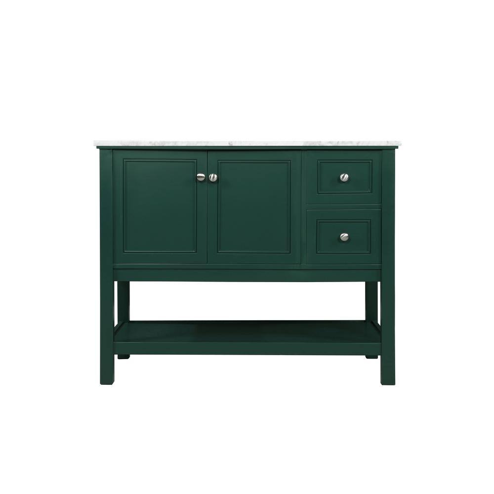 Timeless Home 42 in. W Single Bath Vanity in Green with Marble Vanity Top i