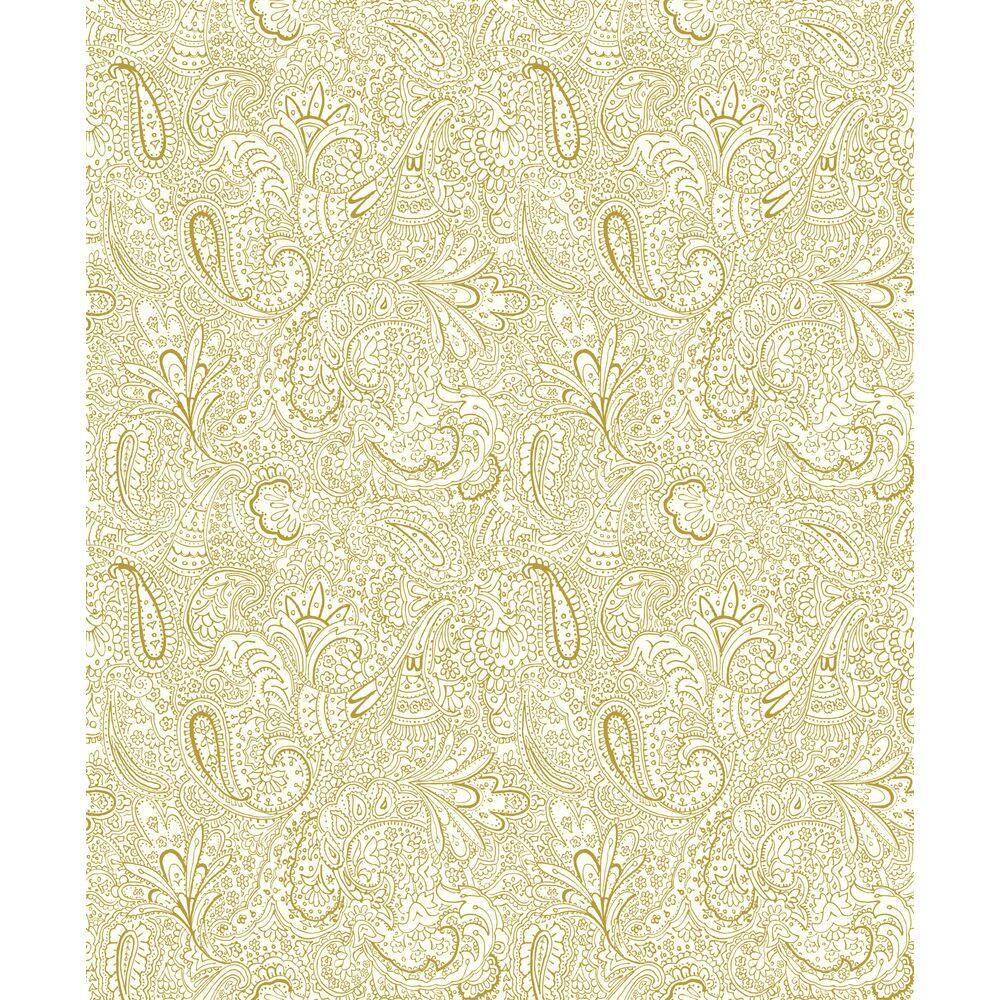 Elegance Collection Gold Paisley Trellis Metallic Raised Ink Non-Pasted Non