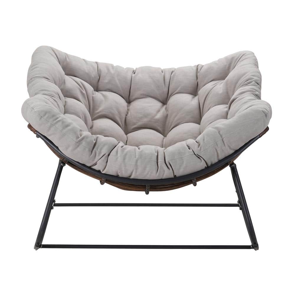 Deep Gray Indoor/Outdoor Metal Outdoor Rocking Chair Rattan Rope Club Chair