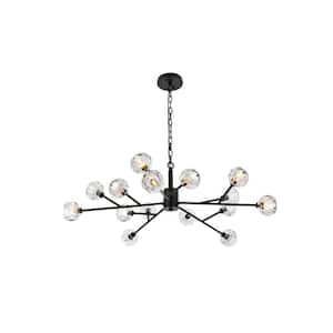 Timeless Home 42 in. 15-Light Black And Clear Pendant Light