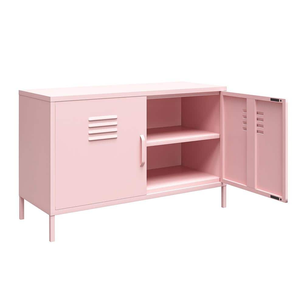 Bashful Pink Metal Locker Accent Cabinet with Adjustable Shelving