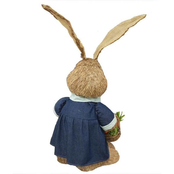 12 in. Standing Sisal Easter Bunny Holding a Basket 3350 - The Home Depot