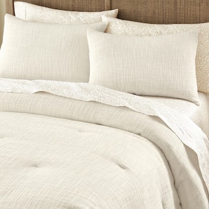 Quinn Ivory Cream Woven Textured Cotton Comforter Set