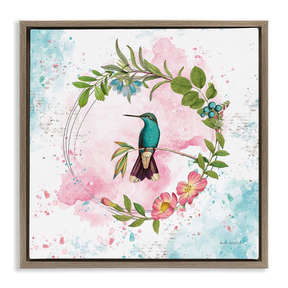 Delicate Hummingbird Wreath by Katie Pertiet Brown Floater Frame Animal Graphic Art Print 18 in. x 18 in. price history on PriceWatchPro