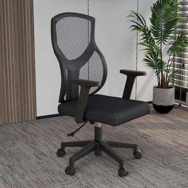 Leisuremod Glen Cotton Office Chair Mesh Mid-Back Computer Chair with Adjustable Height, Swivel and Tilt in Grey