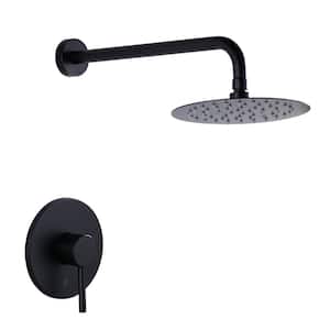 Round 1-Spray Patterns with 1.6 GPM 8 in. Wall Mount Rain Fixed Shower Head in Matte Black