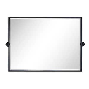 Sema 40 in. W x 30 in. H Rectangular Metal Framed Horizontal Pivot Wall Mounted Bathroom Vanity Mirror in Matt Black