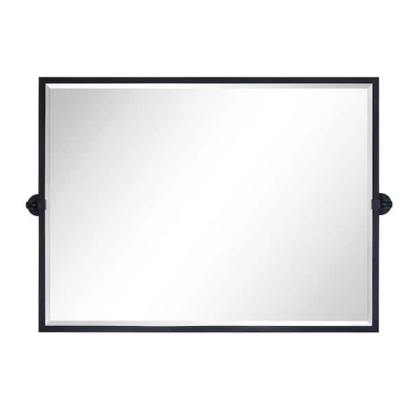 TEHOME Sema 40 in. W x 30 in. H Rectangular Metal Framed Horizontal Pivot Wall Mounted Bathroom Vanity Mirror in Matt Black
