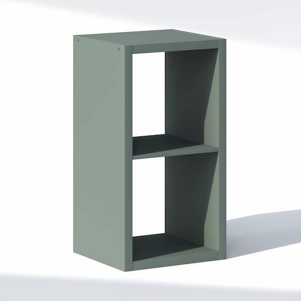 Furinno CUBIC 29.9 in. Tall Sage Green Wood 2-Cube Bookcase