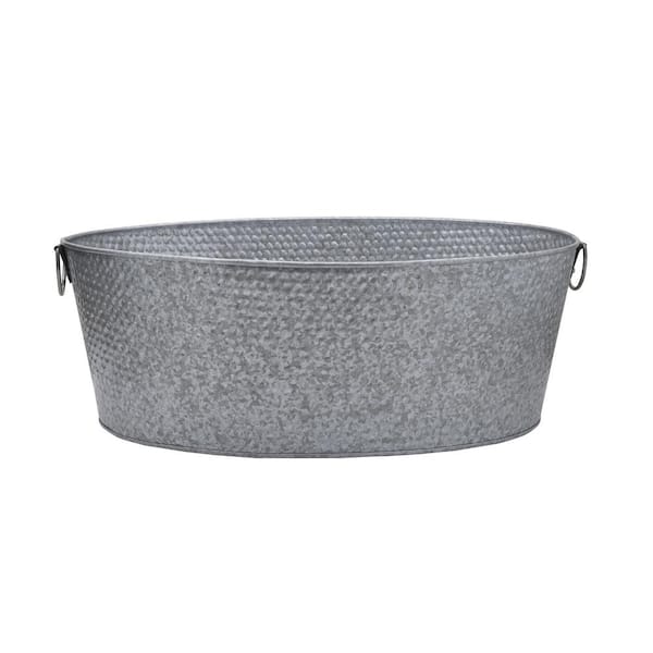 Towle Living 25 in. Galvanized Hammered Steel Oval Beverage Tub, Gray