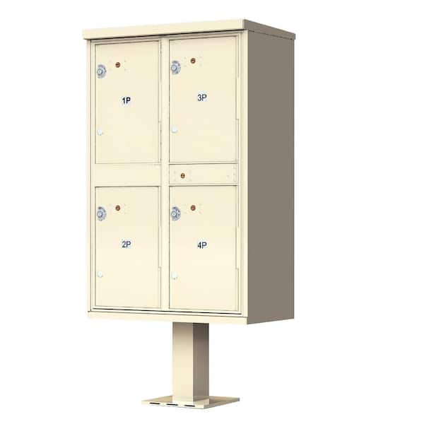 Florence 1590 Series 4-Parcel Lockers on Pedestal Valiant Outdoor Parcel Locker