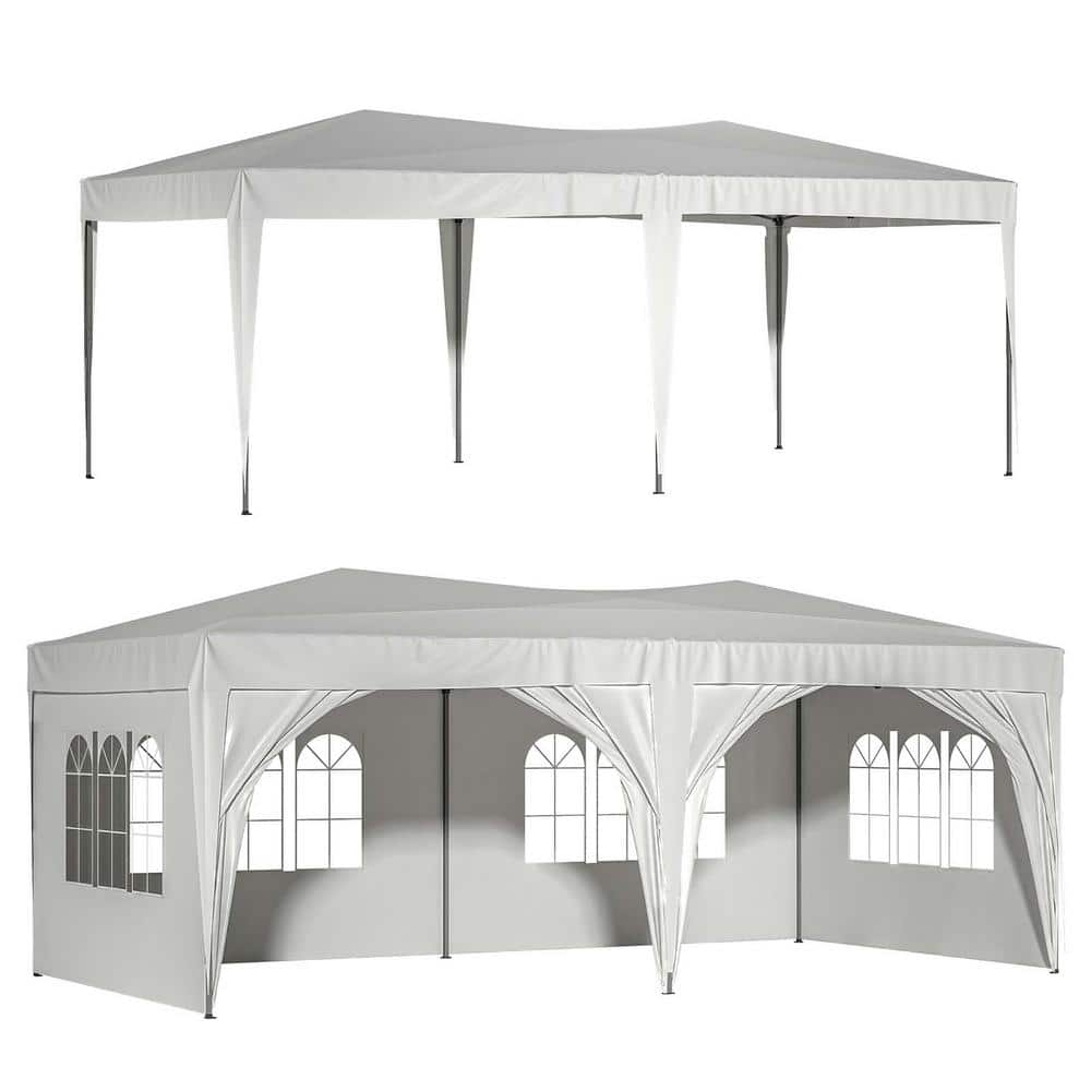 10 ft. x 20 ft. White Pop up Canopy Tent Easy Up Commercial Outdoor Wedding