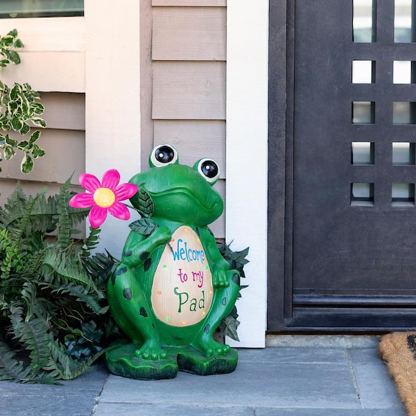 Floral Frog welcome, metal rectangle sign - Greenery Market