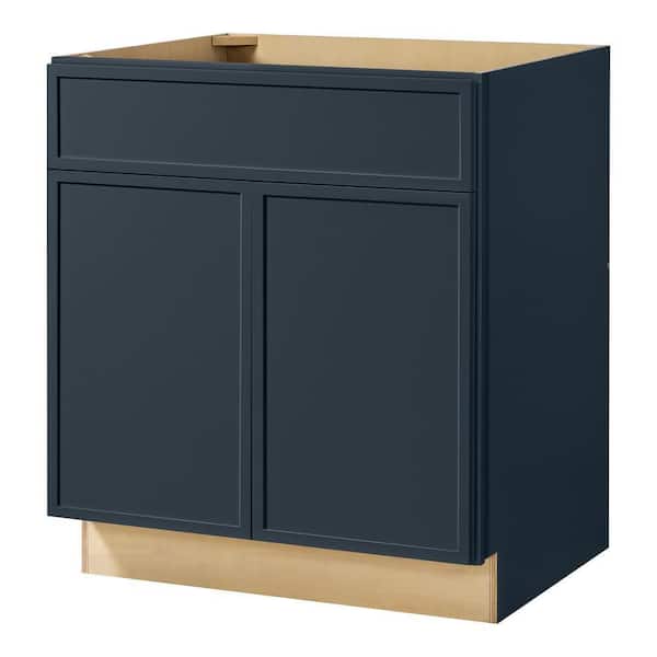 Leyton 30 in. W x 24 in. D x 34.5 in. H Ready to Assemble Plywood Slim Shaker Base Kitchen Cabinet in Ink Blue