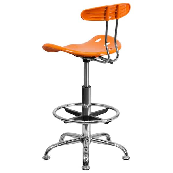 Flash Furniture Vibrant Orange and Chrome Drafting Stool with