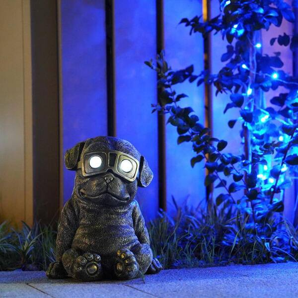 Dog Solar Lamp Large Garden Statue 0CSYQ93MJ - The Home Depot