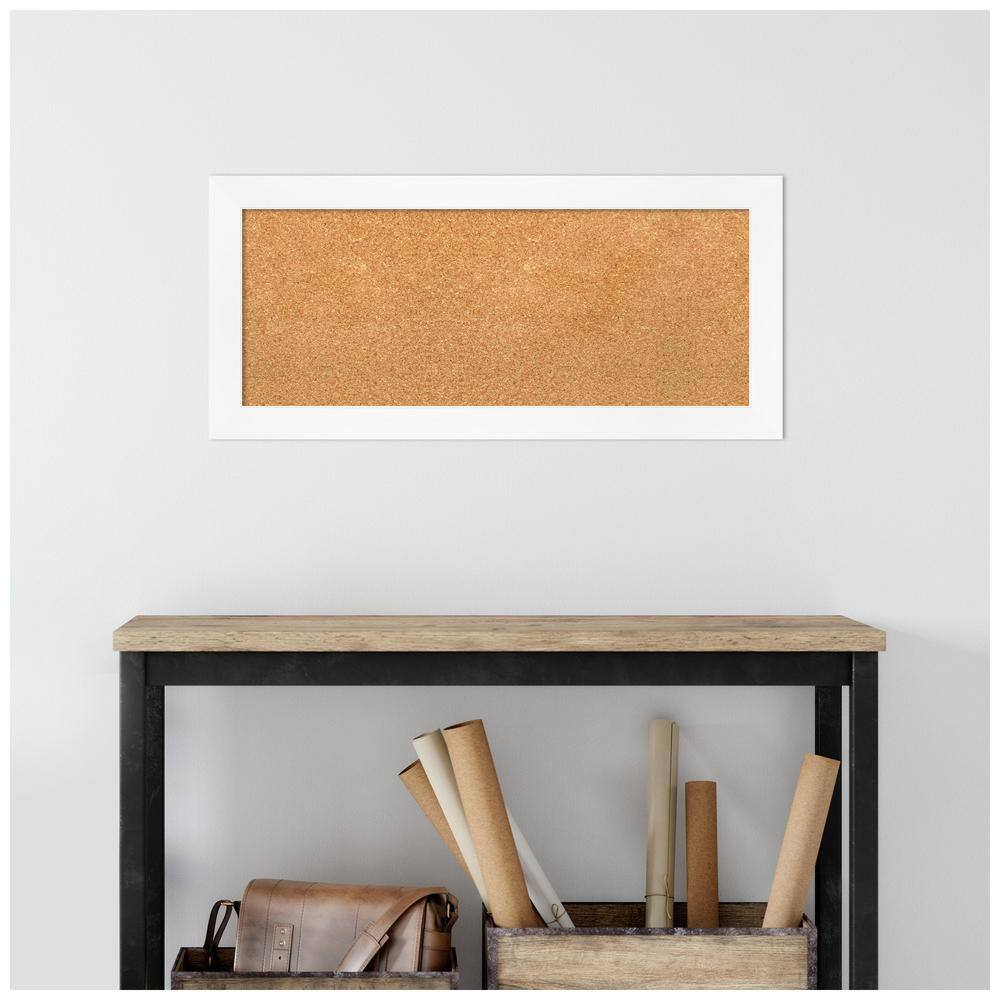 White Framed Natural Cork Bulletin Board, 36" x 18"