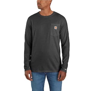 Men's XX-Large Carbon Heather Polyester/Cotton Force Relaxed Fit Midweight Long-Sleeve Pocket T-Shirt