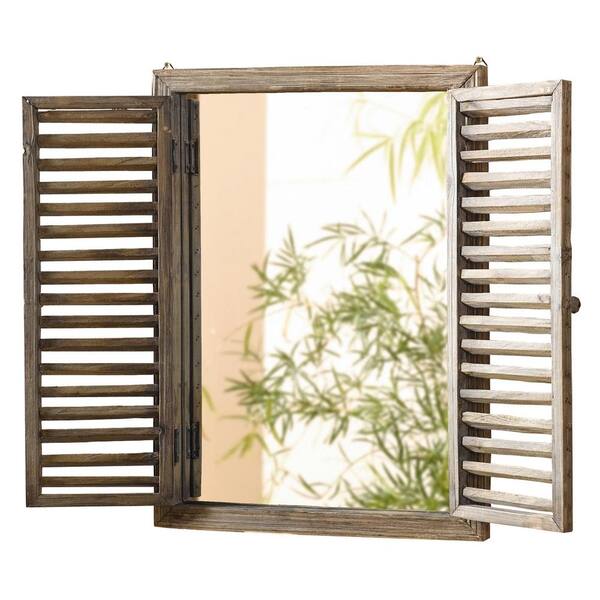 Unbranded Medium Rectangle Natural Rustic Wood Novelty Mirror (21 in. H x 27 in. W)