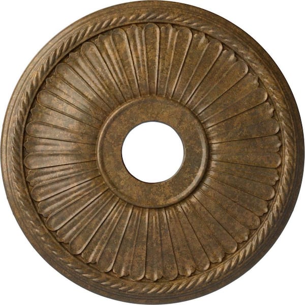 Ekena Millwork 1-7/8 in. x 20-1/8 in. x 20-1/8 in. Polyurethane Berkshire Ceiling Medallion, Rubbed Bronze